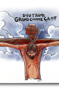 Tableau "Dieu t'aime grand comme ça" 90X60X2
