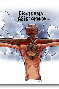 Tableau "Dios te ama asi de grande" 90X60X2